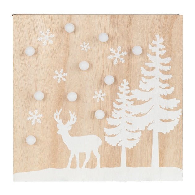 Livarno Square Wooden LED Light Decoration – Warm White Battery‑Powered